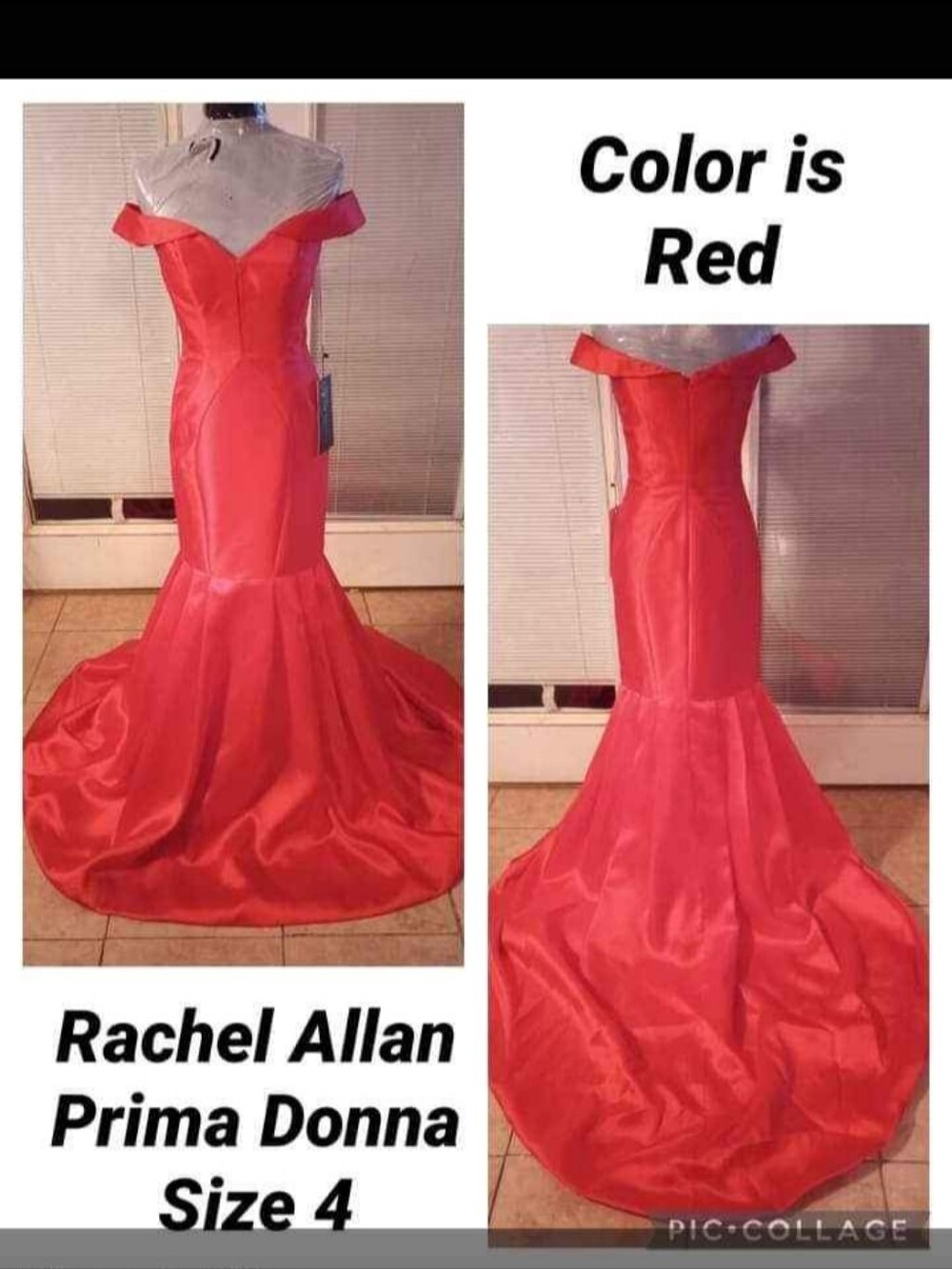 Rachel Allan Prima Donna Vibrant Red Off-Shoulder Mermaid Dress